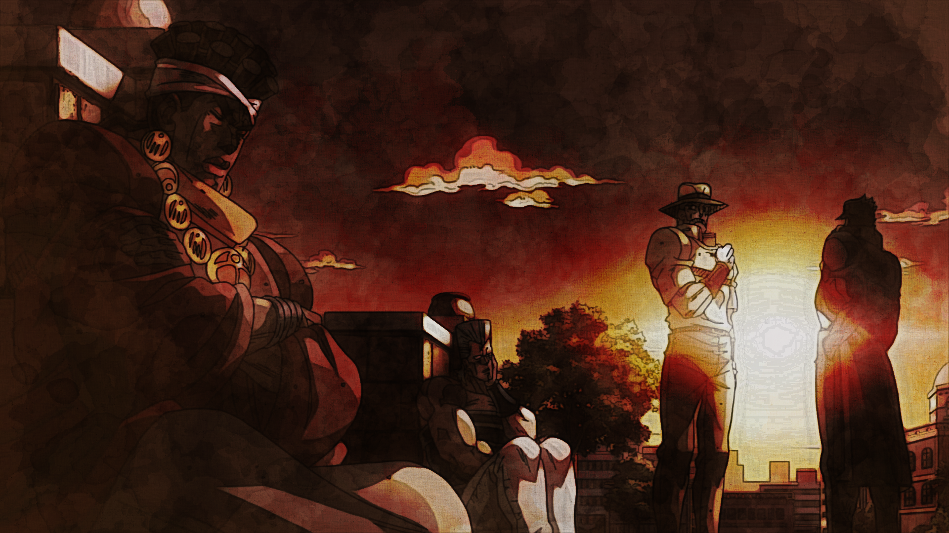 Download Jotaro Kujo Joseph Joestar Jean Pierre Polnareff Muhammad Avdol Anime Jojo's Bizarre Adventure HD Wallpaper