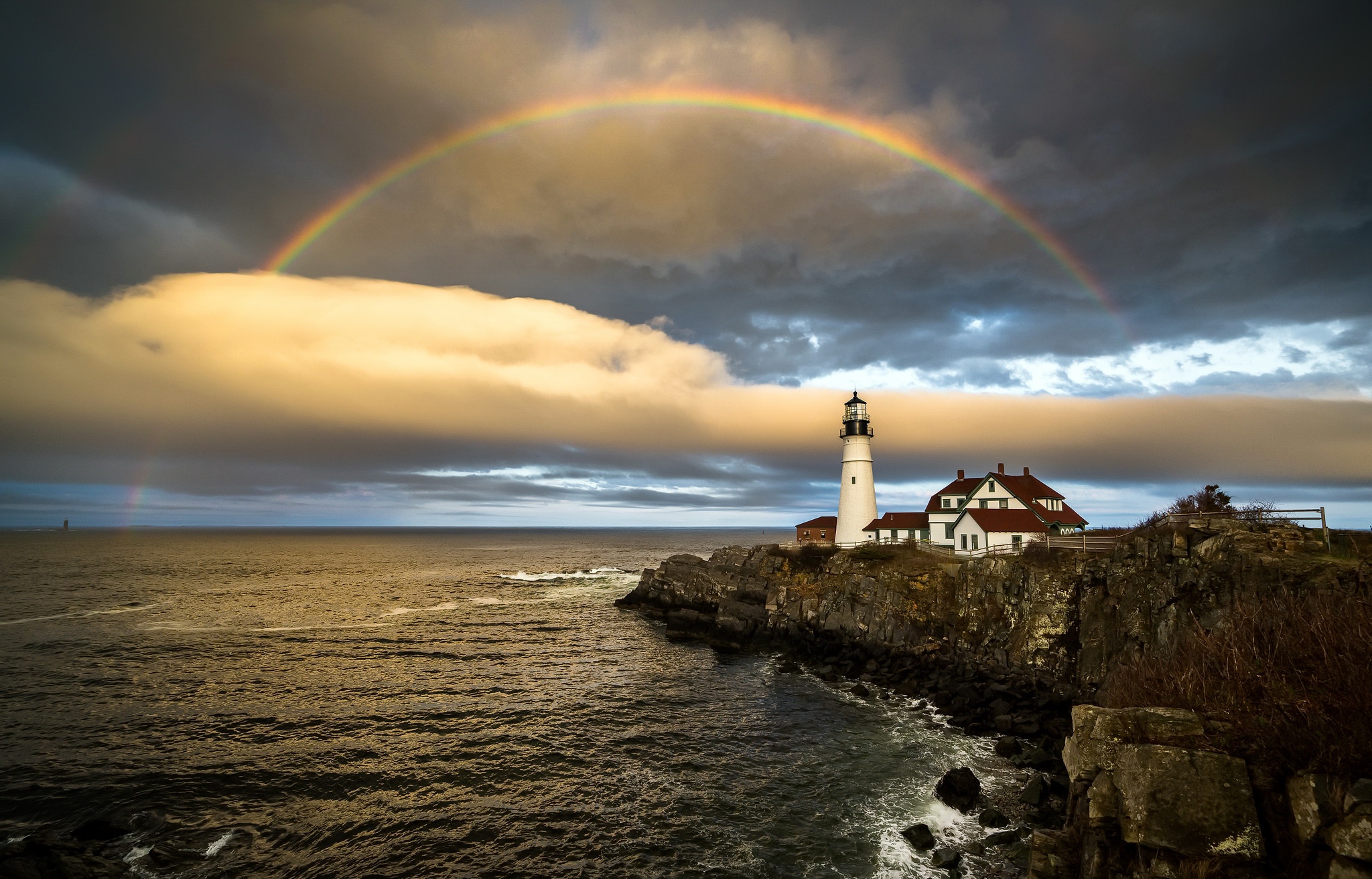 Rainbow Over Portland Head Light by Ben Williamson