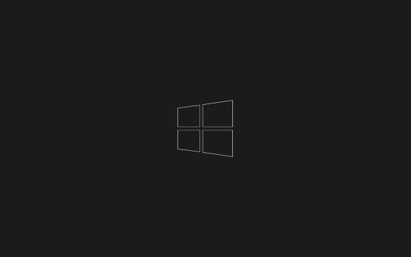 A minimalist 4K Ultra HD desktop wallpaper featuring a subtle, outlined Windows 10 logo on a dark background, emphasizing technology and modern design.