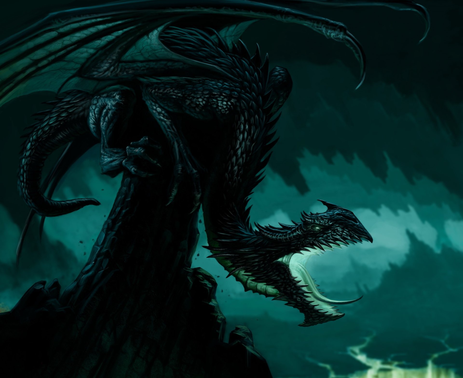 Download Dark Fantasy Dragon  HD Wallpaper by Tom Long