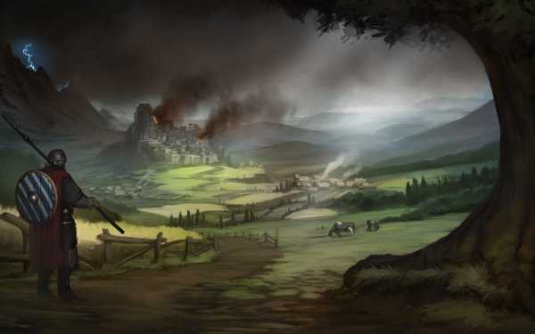 Fantasy Warrior Landscape City HD Wallpaper | Background Image