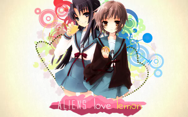 Yuki Nagato Ryōko Asakura Anime The Melancholy of Haruhi Suzumiya HD Desktop Wallpaper | Background Image