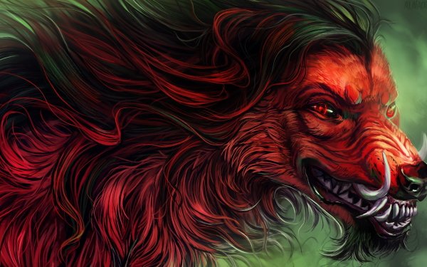 Fantasy Creature Wolf Red Eyes HD Wallpaper | Background Image