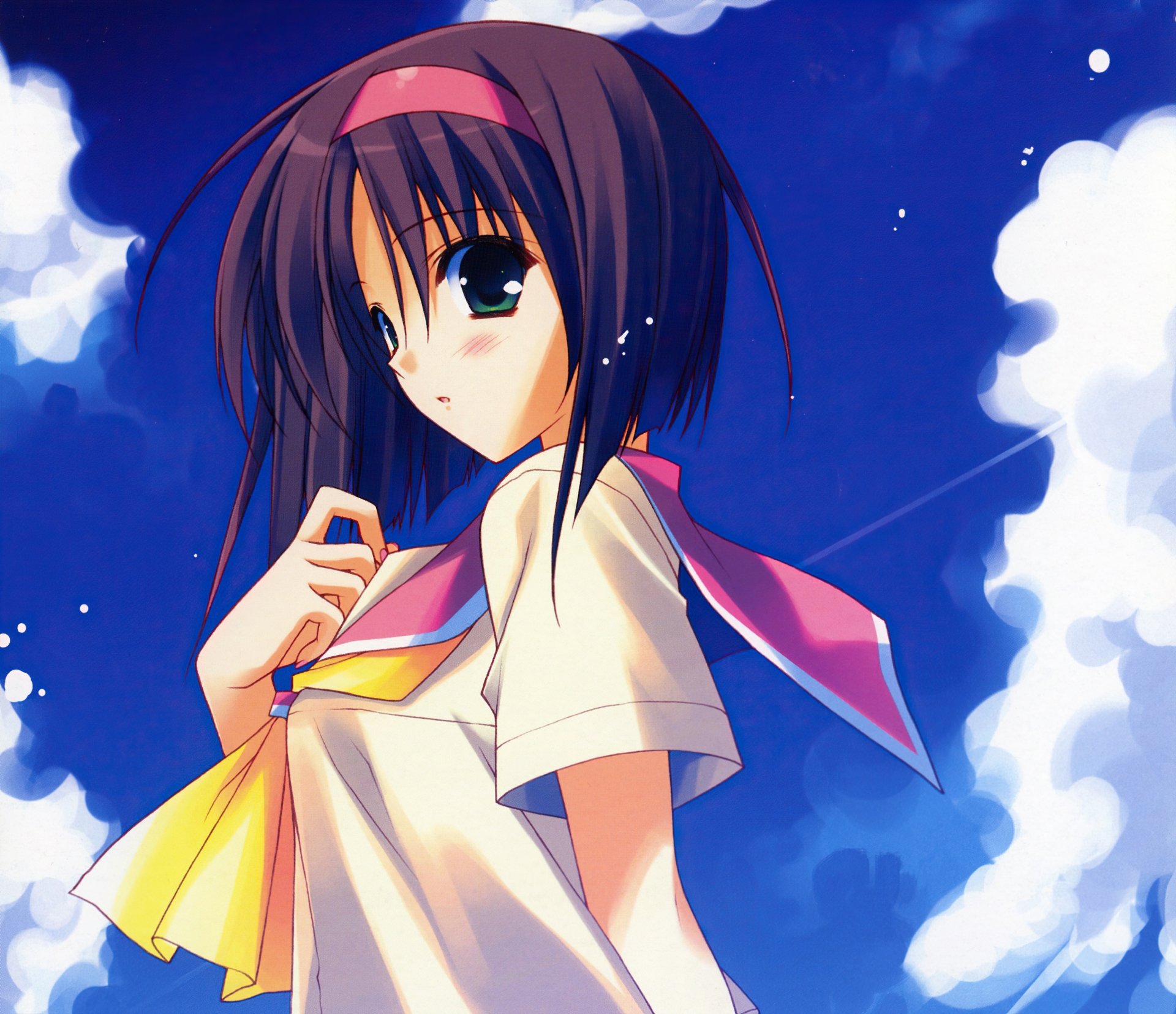 Download Blush Green Eyes Brown Hair Short Hair Anime Original HD Wallpaper by Suzuhira Hiro