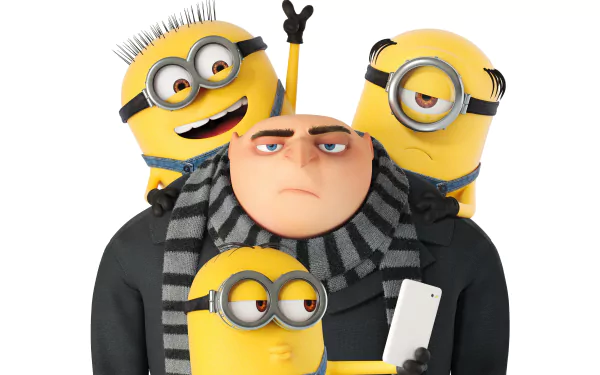 HD wallpaper featuring Gru and the Minions Kevin, Bob, and Stuart from the movie Despicable Me 3.