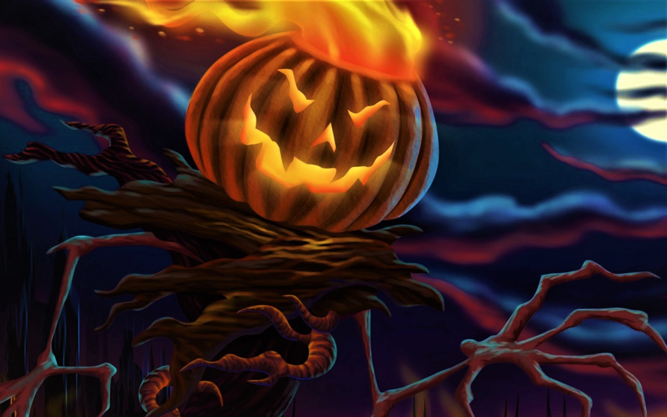 Scary Jack-O-Lantern HD Wallpaper | Background Image | 2560x1600 | ID