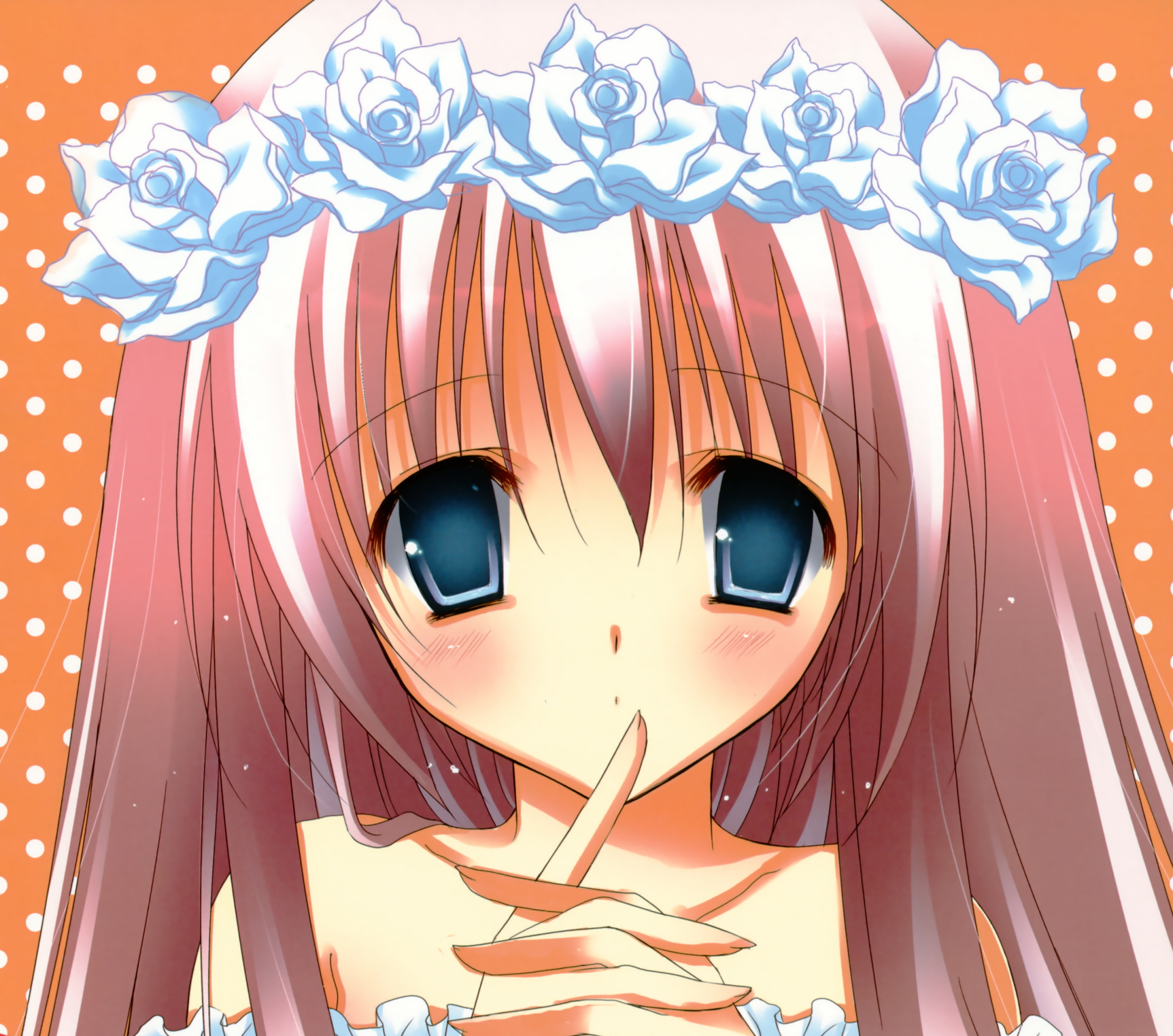 Download Blue Eyes Blush Flower Blonde Long Hair Anime Original HD ...