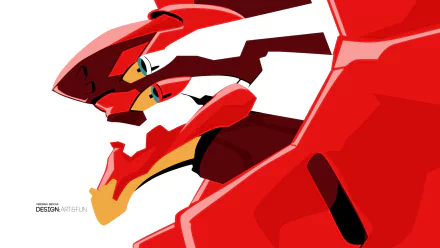 HD PC desktop wallpaper featuring a close-up of Evangelion Unit-02 from the anime Neon Genesis Evangelion in bold red and white colors.