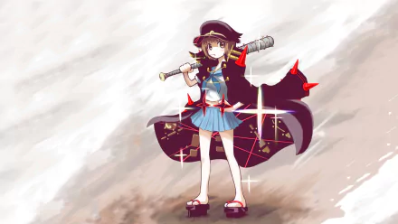 HD PC desktop wallpaper featuring Mako Mankanshoku from the anime Kill La Kill, depicted with a confident pose and vibrant, dynamic background.