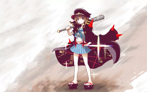 HD PC desktop wallpaper featuring Mako Mankanshoku from the anime Kill La Kill, depicted with a confident pose and vibrant, dynamic background.