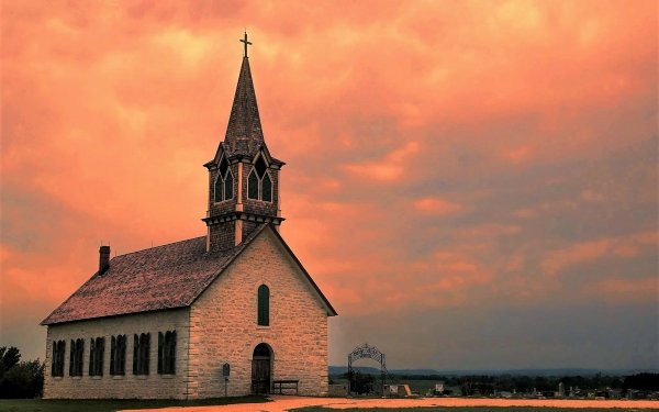 Religious Chapel Church Sunset Sky Cloud orange HD Wallpaper | Background Image