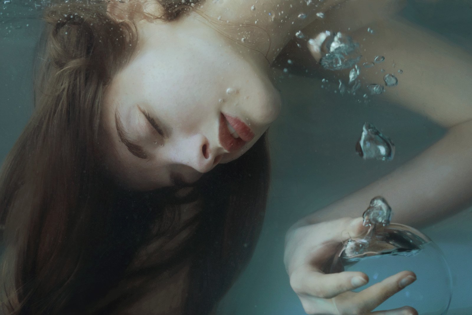 Download Bubble Underwater Woman Artistic Wallpaper by Marta Bevacqua