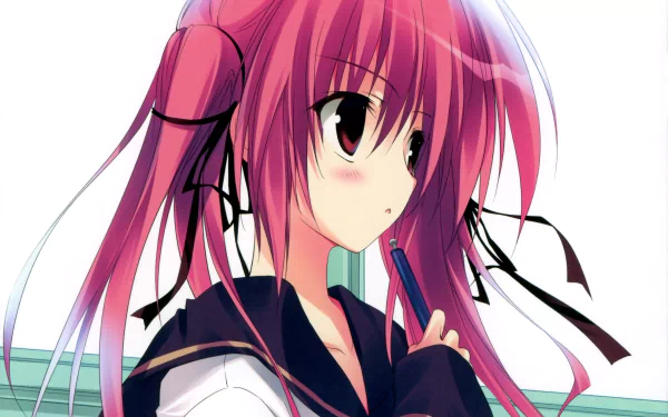 pen blush brown eyes twintails pink hair long hair Anime Original HD Desktop Wallpaper | Background Image