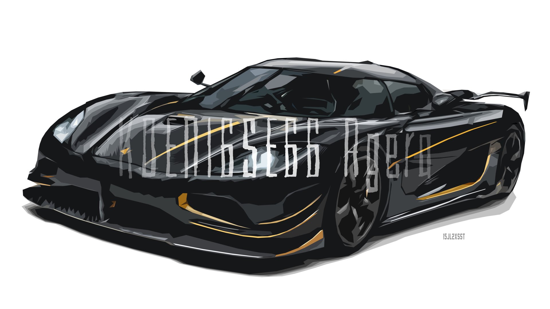 Vector illustration of a sleek black Koenigsegg Agera sports car, designed as an HD PC desktop wallpaper and background.