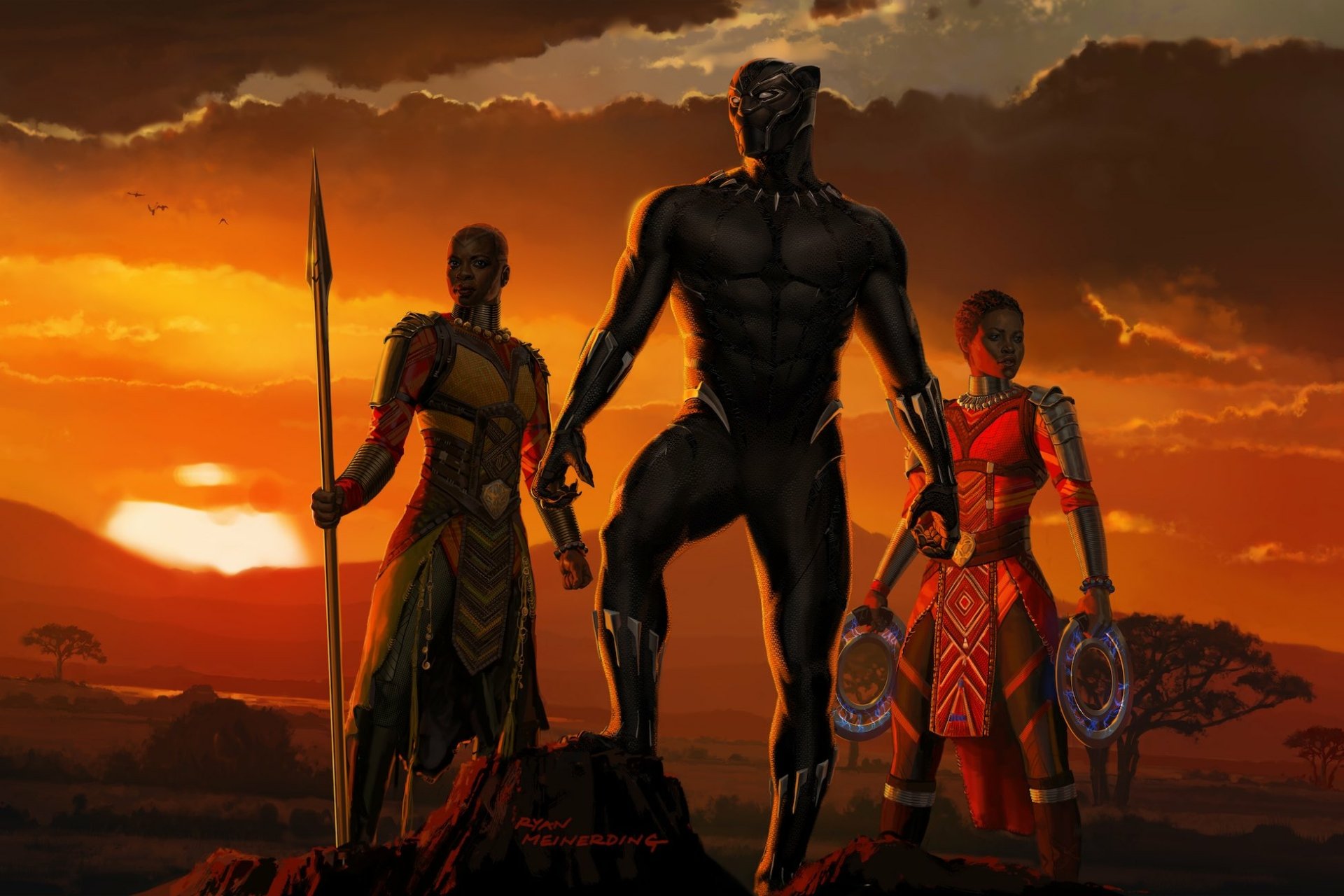Black Panther HD Wallpaper Wakanda Sunset By Ryan Meinerding 