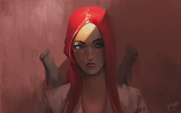 Video Game League Of Legends Katarina Woman Warrior Long Hair Red Hair Scar Aqua Eyes HD Wallpaper | Background Image