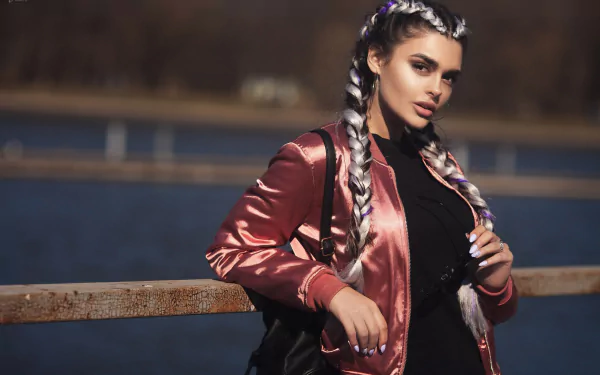 braid depth of field woman model HD Desktop Wallpaper | Background Image