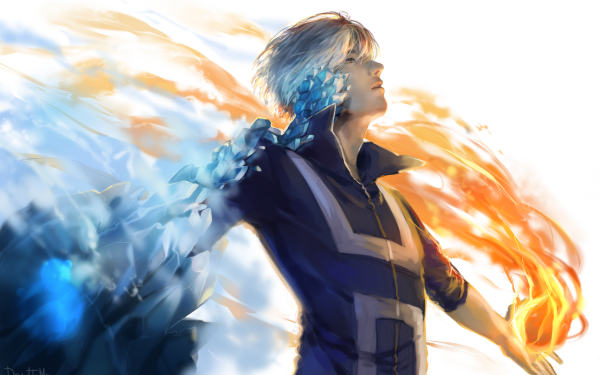 Anime My Hero Academia Shoto Todoroki Ice Fire White Hair HD Wallpaper | Background Image