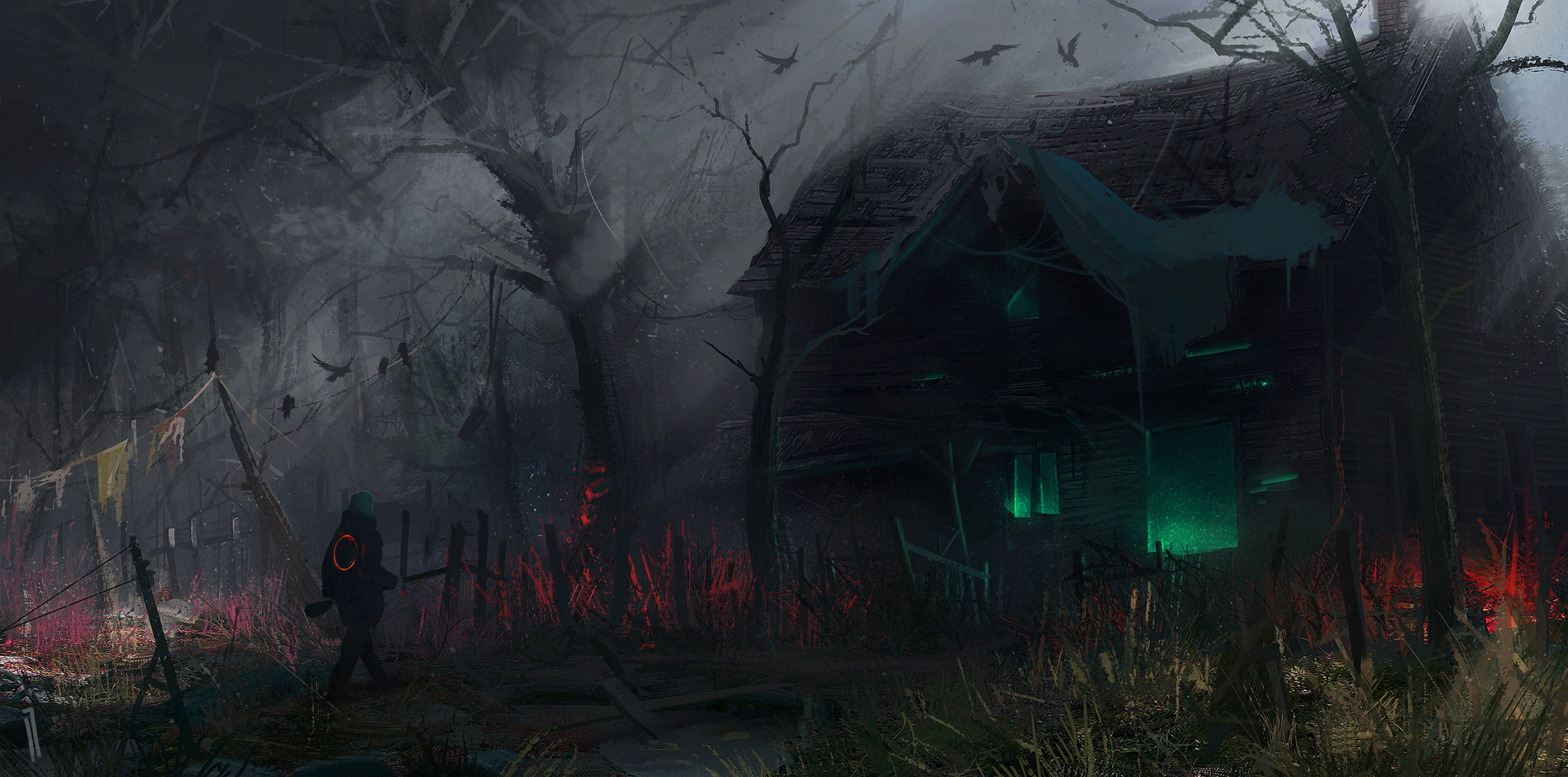 Abandoned House in a Dark Forest by Ismail Inceoglu