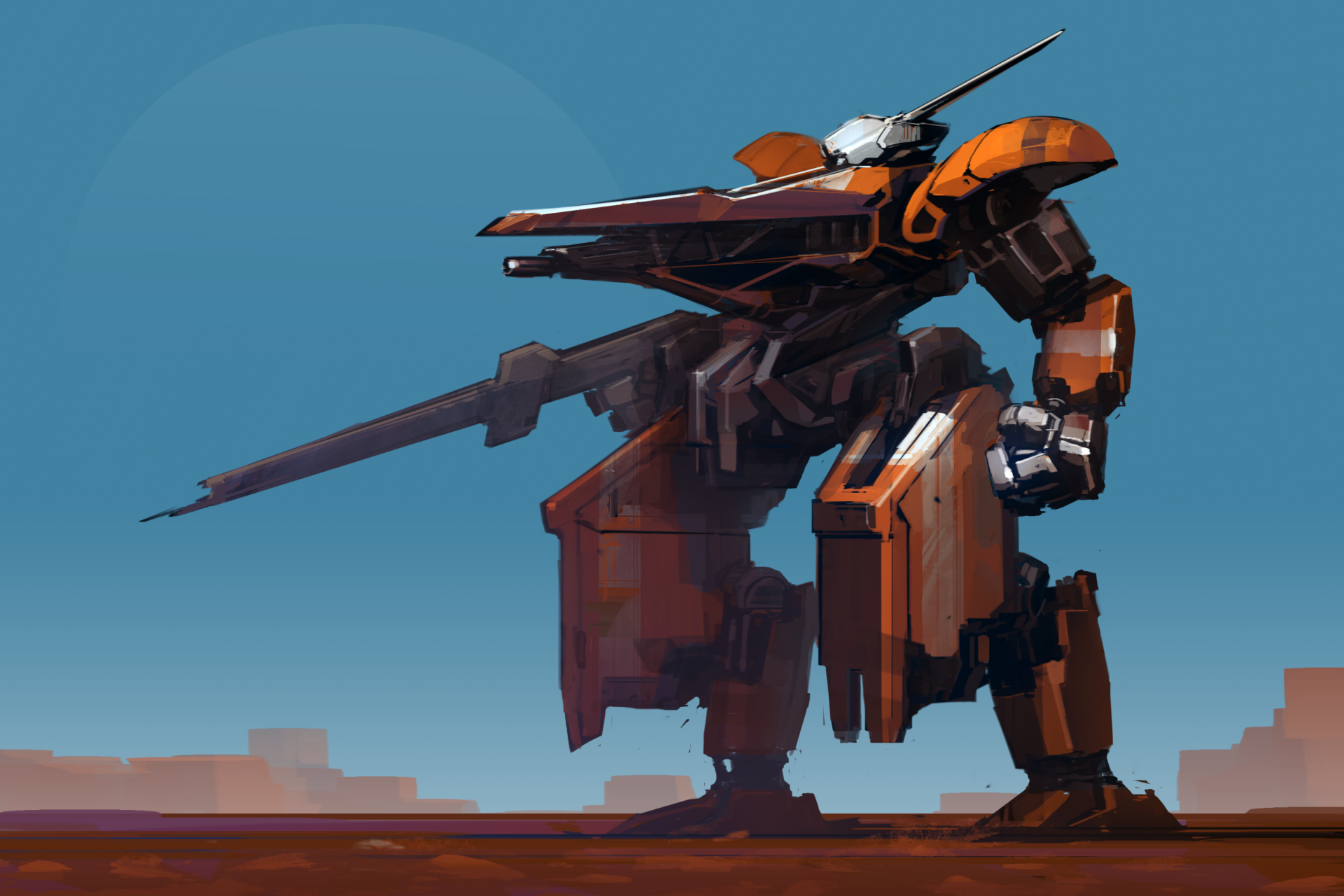 Download Weapon Giant Sci Fi Robot HD Wallpaper by ksenolog