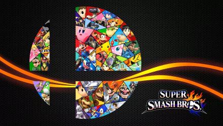 HD PC desktop wallpaper featuring characters from Nintendo's Super Smash Bros. for 3DS and Wii U, including Mario and other iconic video game fighters.