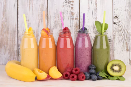 smoothie nectarine kiwi blueberry raspberry banana colors fruit drink food juice HD Desktop Wallpaper | Background Image
