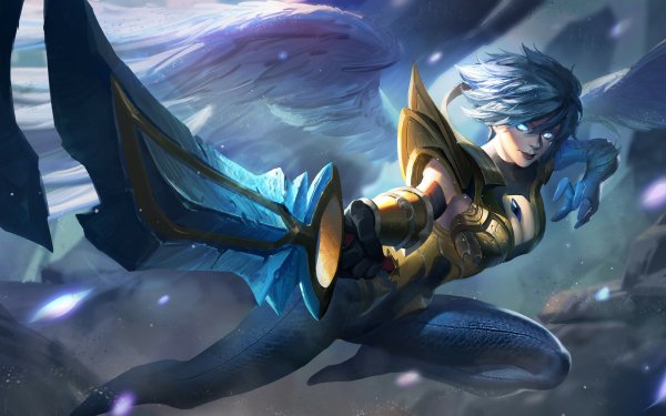 Video Game League Of Legends Riven Short Hair White Hair Sword Woman Warrior Wings Angel Warrior HD Wallpaper | Background Image