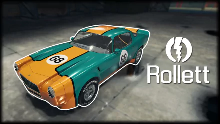 HD PC desktop wallpaper from the video game Car Mechanic Simulator 2018, featuring a green and orange vintage race car numbered 68 in a garage setting.