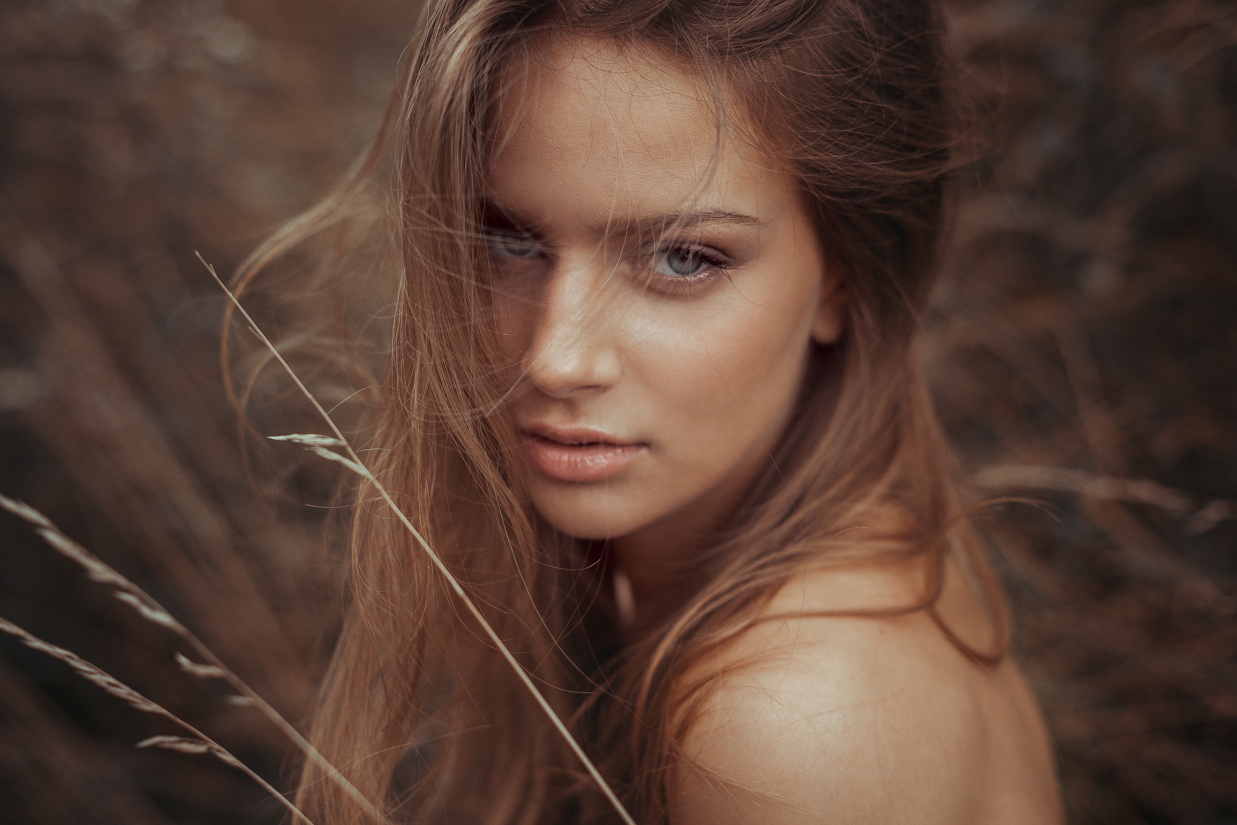 Download Blue Eyes Redhead Model Woman Face Hd Wallpaper By Anne Hoffmann
