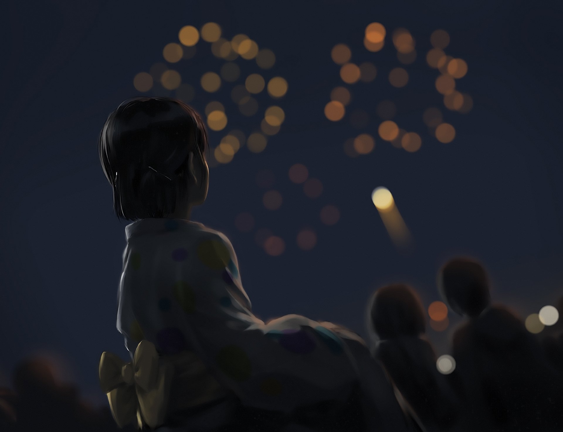 Download Fireworks Anime Original HD Wallpaper by 炭涂