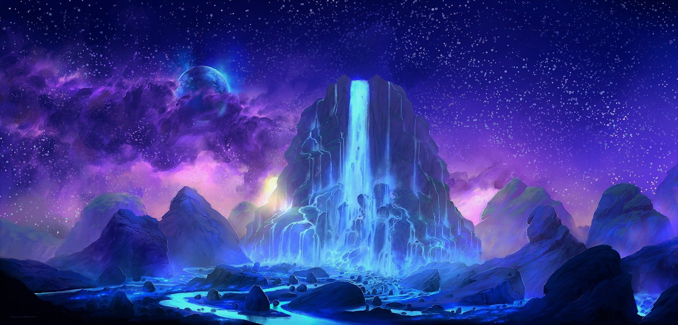 Purple and Blue Fantasy World by Lorant Toth