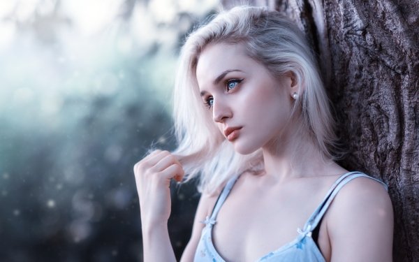 Women Model Blonde Blue Eyes Mood Depth Of Field HD Wallpaper | Background Image