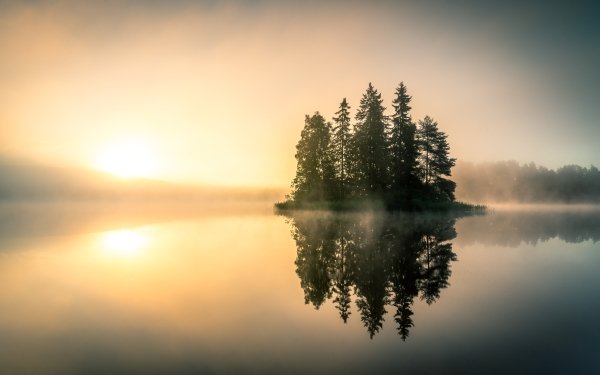 Earth Reflection Nature Lake Fog Sunrise HD Wallpaper | Background Image