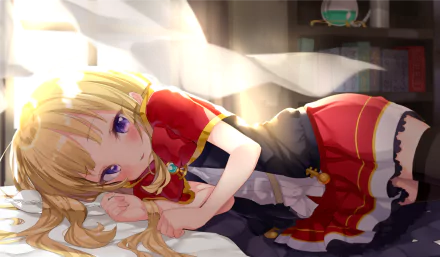 HD PC desktop wallpaper featuring Cagliostro from Granblue Fantasy, depicted in vibrant anime style with soft lighting and detailed background elements.