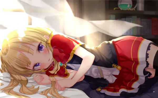 HD PC desktop wallpaper featuring Cagliostro from Granblue Fantasy, depicted in vibrant anime style with soft lighting and detailed background elements.