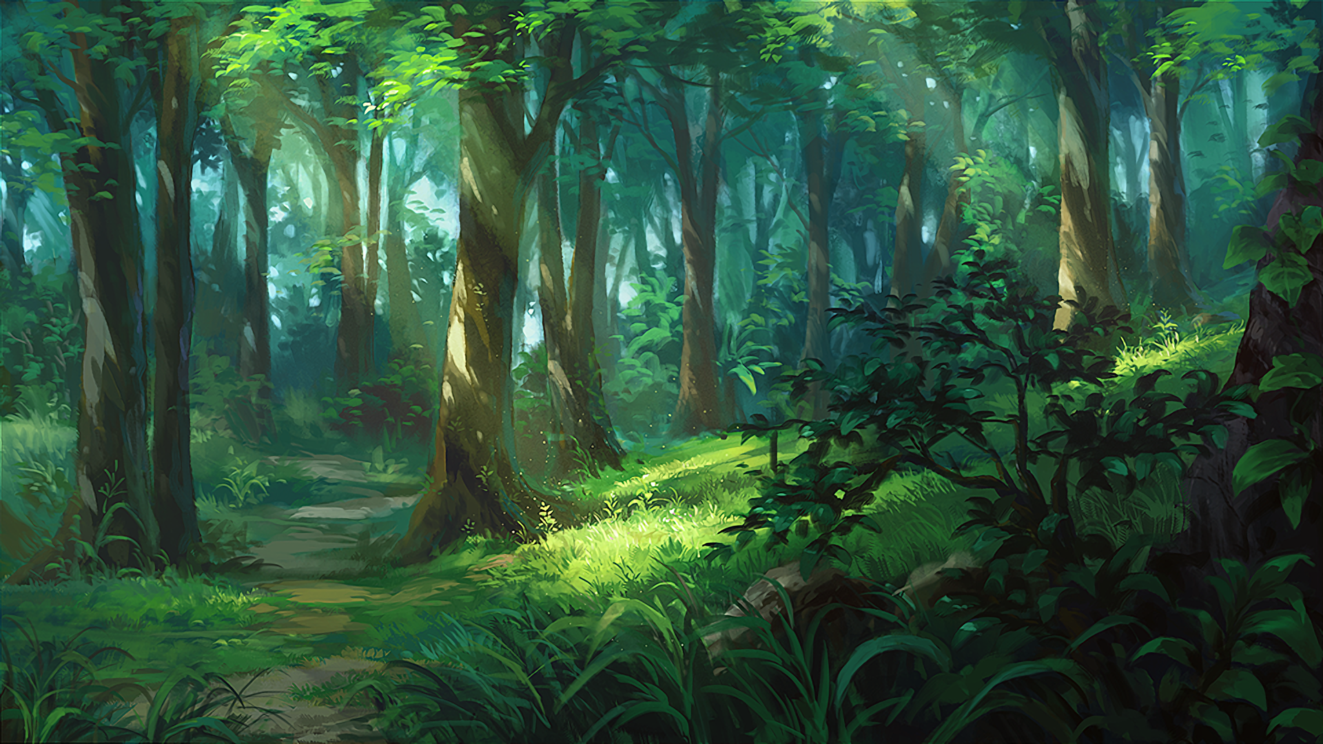 HD wallpaper: anime, forest, landscape