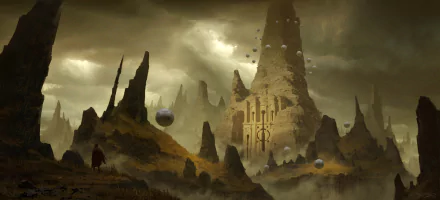 adventurer cloud sky fog building fantasy landscape fantasy landscape HD Desktop Wallpaper | Background Image