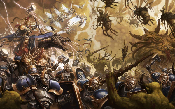 lightning hammer creature armor battle warrior video game Warhammer Age of Sigmar HD Desktop Wallpaper | Background Image