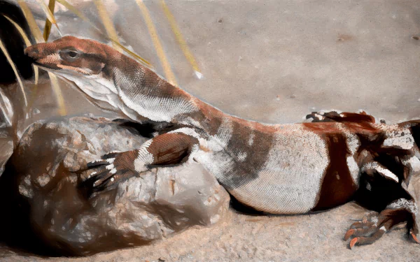  Lace Monitor ( Varanus varius) at Queens Park, Ipswich Queensland, Australia (Brown Version)