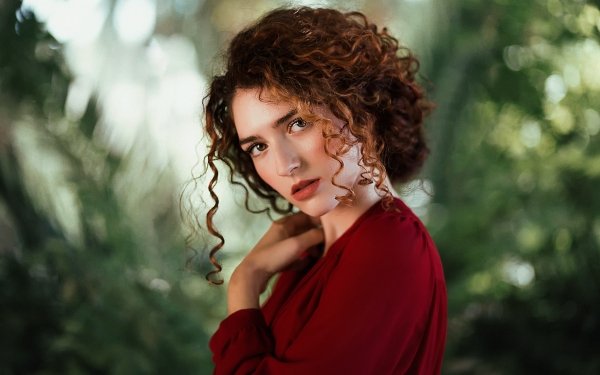 Women Model Redhead Curl Bokeh Depth Of Field Lipstick HD Wallpaper | Background Image