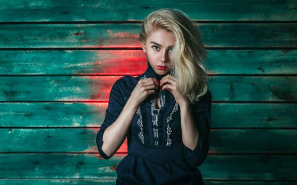 Women Model Blonde Lipstick Blue Eyes HD Wallpaper | Background Image