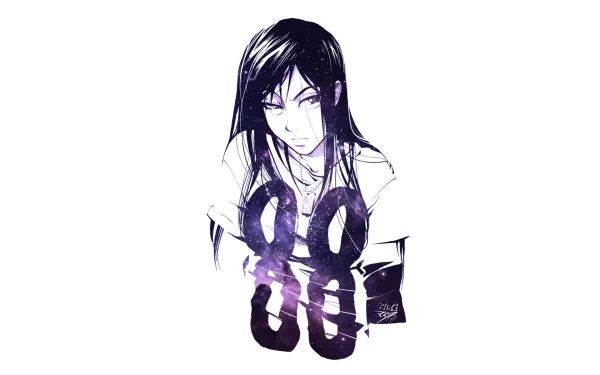 Anime-style original character 88 with long dark hair, wearing a shirt featuring the number 88, illustrated in a minimalist, sketch-like design for an HD PC desktop wallpaper.
