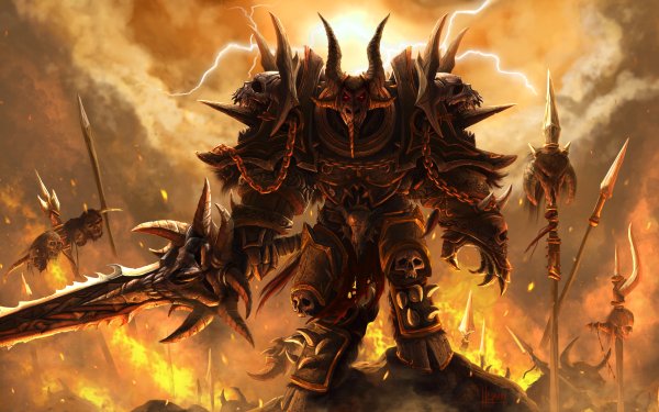 Dark Warrior Sword Skull Demon Armor Fire HD Wallpaper | Background Image