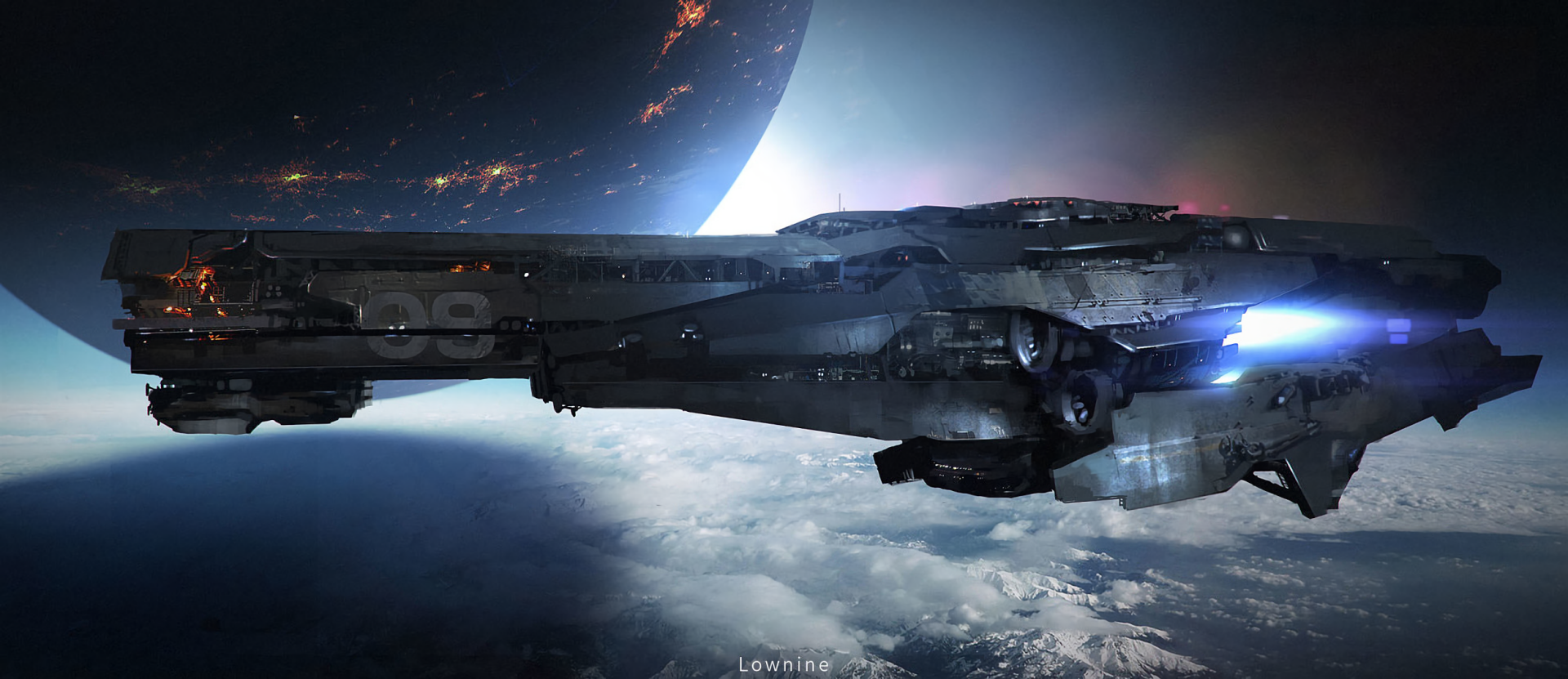 Download Galaxy Planet Aircraft Sci Fi Spaceship HD Wallpaper by Lownine