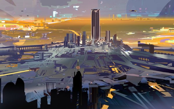 Sci Fi City Cityscape Futuristic Skyscraper Building HD Wallpaper | Background Image