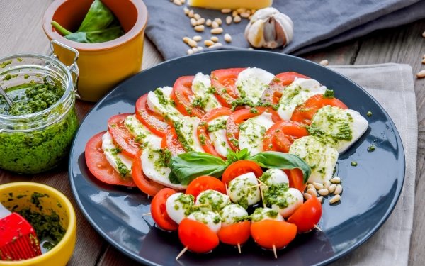 Food Salad Still Life Tomato Mozzarella HD Wallpaper | Background Image