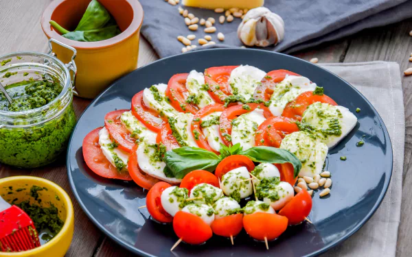 mozzarella tomato still life food salad HD Desktop Wallpaper | Background Image