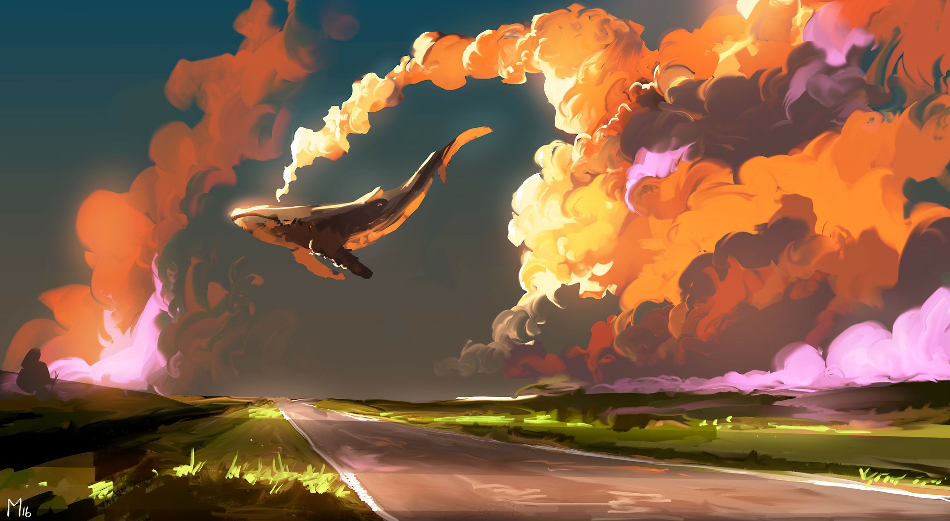 Fantasy Whale in the Sky HD Wallpaper by Dominik Mayer