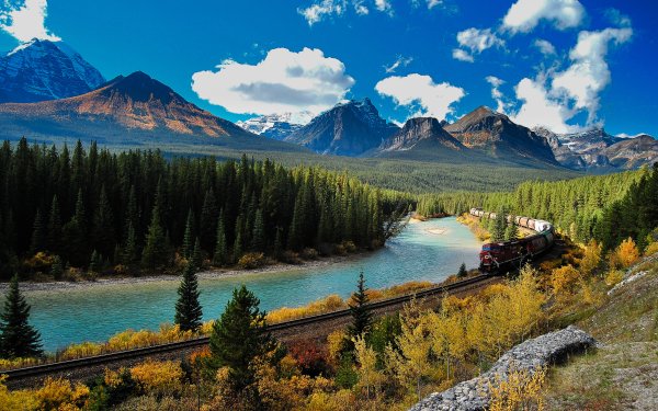Vehicles Train Landscape Forest Nature River Mountain HD Wallpaper | Background Image