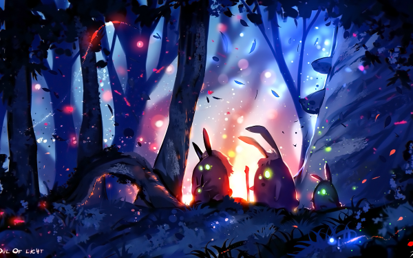 Fantasy Landscape Bunny Light Tree Forest HD Wallpaper | Background Image
